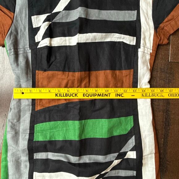 Derek Lam linen cotton blend dress women’s size 6 geometric abstract sheath knee - Picture 9 of 9